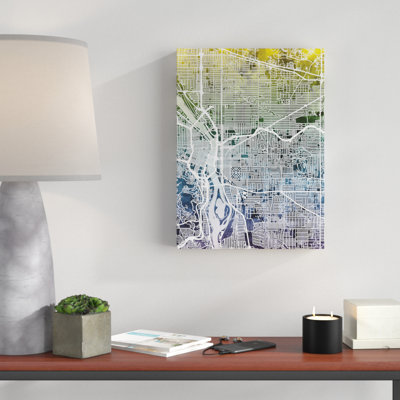 'Portland Oregon Street Map V' Graphic Art Print on Canvas