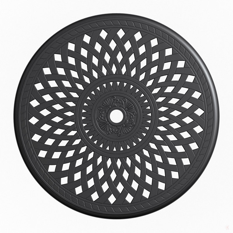 Ensemble de mobilier de salle à manger en aluminium coulé toutes saisons avec cadre noir, 2