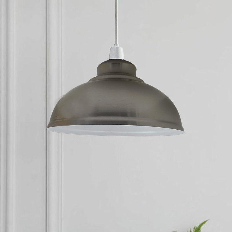 Trabelsi 17cm H Metal Dome Lamp Shade, Satin Nickel