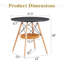 Table de salle à manger circulaire de 31,5 pouces de diamètre, plateau en panneau de fibres à densité moyenne noir, pieds en bois massif, avec structure de panier de rangement suspendue. Une table basse décontractée pouvant accueillir de 2 à 4 personnes.-253913172
