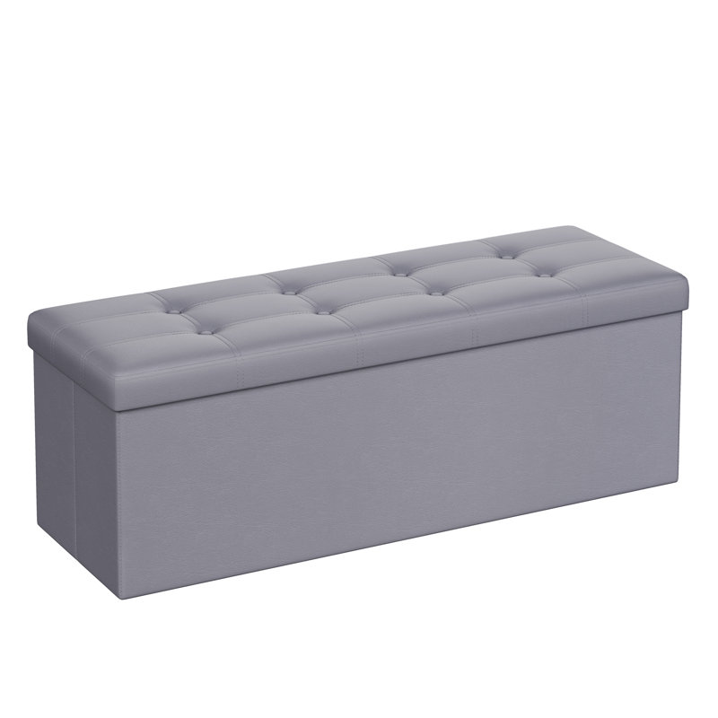 Banc de rangement avec repose-pieds 43 pouces, Gris clair