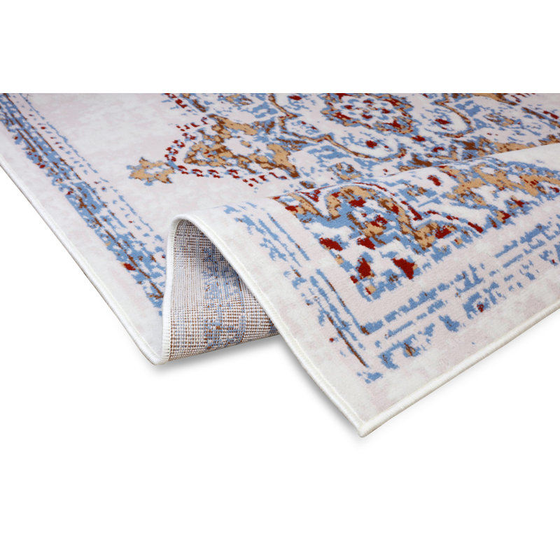 Tapis oriental gris clair / brun / bleu clair, Tapis de couloir 2 pi x 8 pi