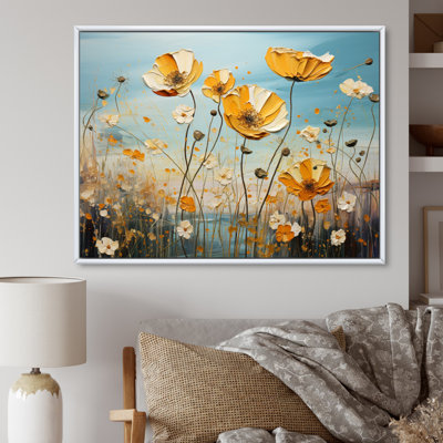 Captures de lueur dorée marguerites jaunes et bleues de Marguritte - impression