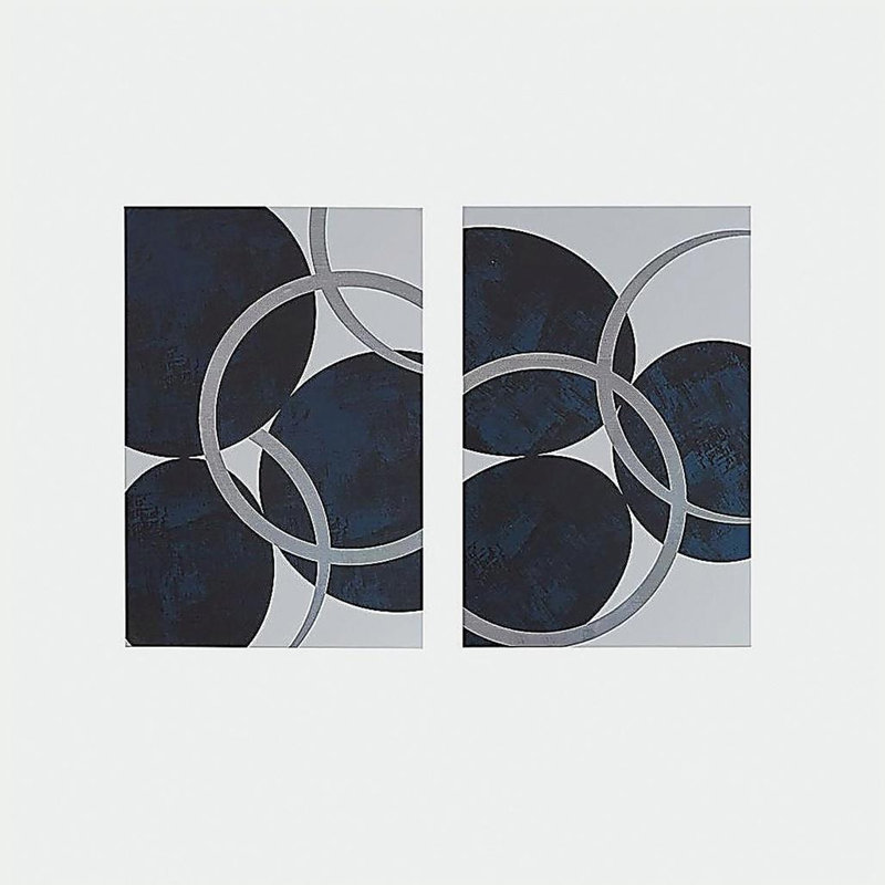 Ensemble de 2 toiles abstraites argentées