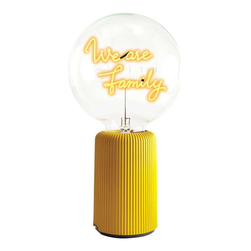 Ampoule We Are Family Lampe de table ambre avec base portative Pop Nomad blanc, H 19 po x l 6,8 po x P 13 po, Jaune