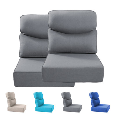 Outdoor Deep Seat Chair Cushions, 6In Thick Patio Furniture Replacement Cushions For Wicker Rattan, Water Resistant Sofa Cushions