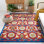 Tapis oriental en laine / coton touffeté à la main Blossom - rouge / bleu / beige