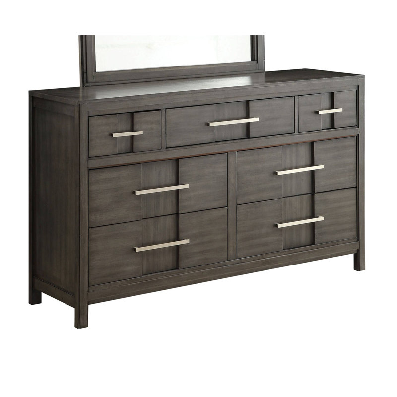 Commode double 7 tiroirs Apinya, Gris