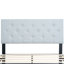 Lit simple contemporain avec tête de lit à boutons en lin, sans sommier tapissier, fabrication en lattes de bois pour la stabilité, facile à assembler, gris, accessoire de chambre à coucher, tissu moderne de 300 lb-1339985478-1339985479