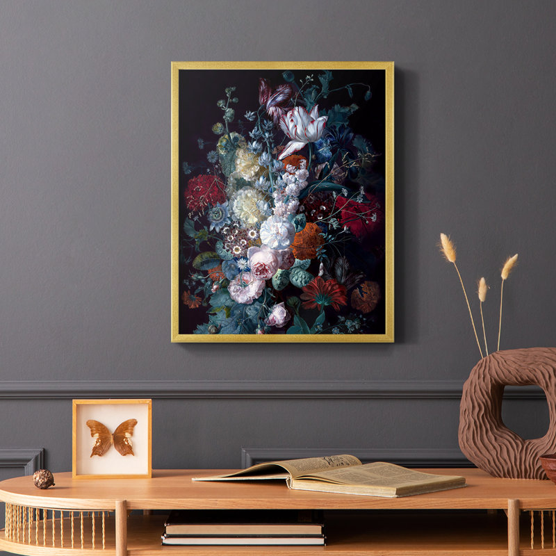 Splendid Flowers, reproduction encadrée - bois massif, Or, H 10 po x l 8 po