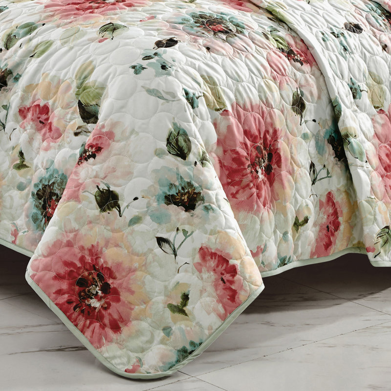 Ensemble de couvre-lit réversible 3 pièces Watercolor Floral, Très grand lit