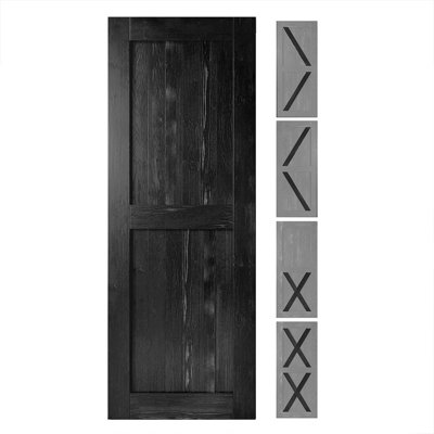 96'' Solid Wood Barn Doors Semi-Gloss without Installation Hardware Kit Barn Door