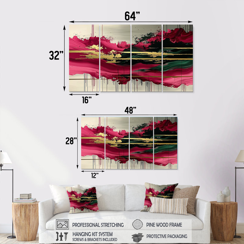 Cheshunt - art mural abstrait - décoration murale moderne, 4, H 28 po x l 48 po