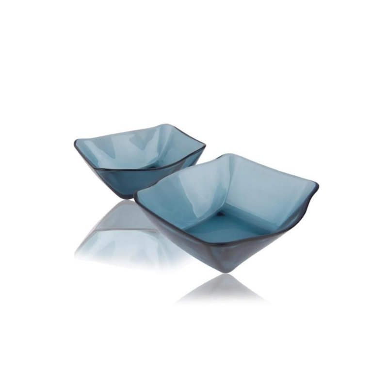 Ensemble de bols élégants 6 pièces en verre bleu, 5,7 po x 5,9 po | 100% verre durable, va au lave-vaisselle | Parfait pour servir et mélanger, design élégant pour la maison et la cuisine