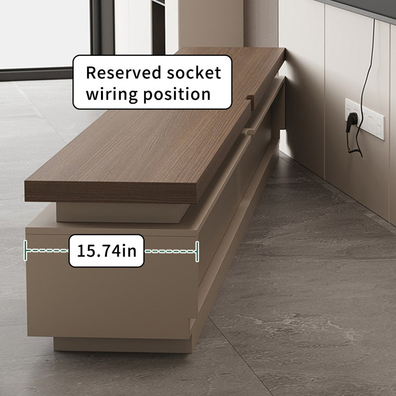 Meuble télé en bois Modern Simplicity, 16.53" H x 82.67" L x 15.74" W, Light Gray/Nut Brown