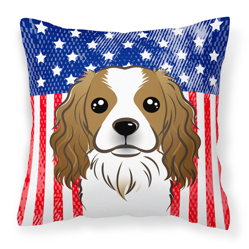  Coussin 14 "American Flag, 18 po x 18 po, Épagneul cavalier