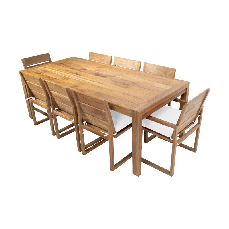 9 - Piece Solid Wood Dining Set, Natural/Cocoa