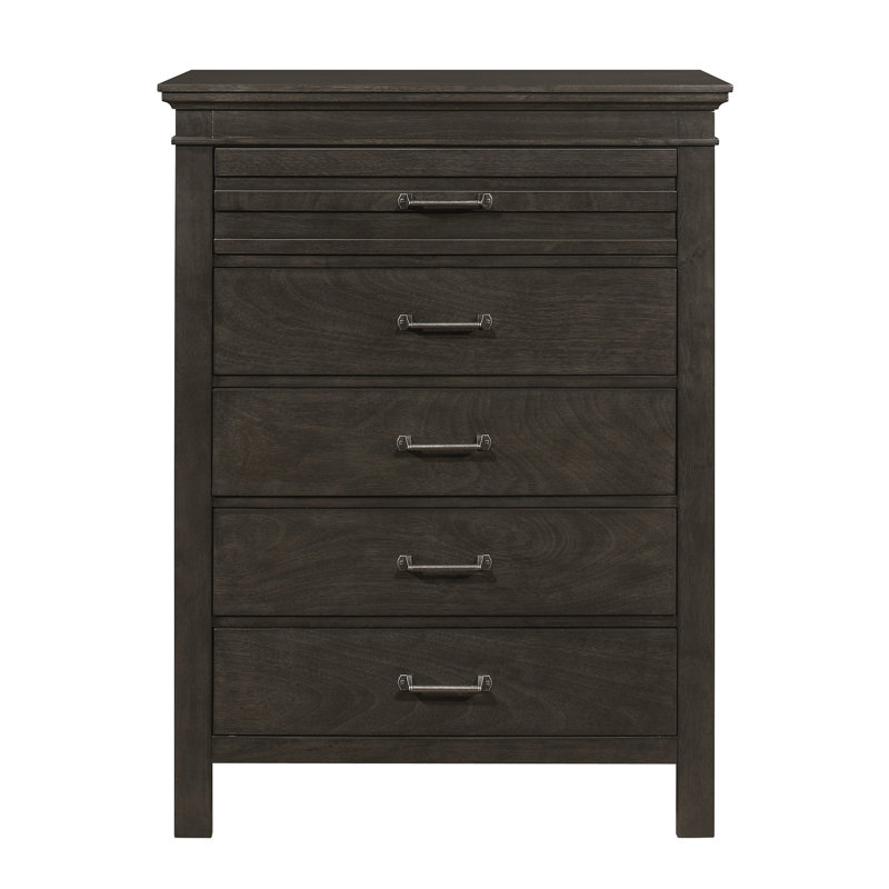 Commode 5 tiroirs Brendis, Gris anthracite