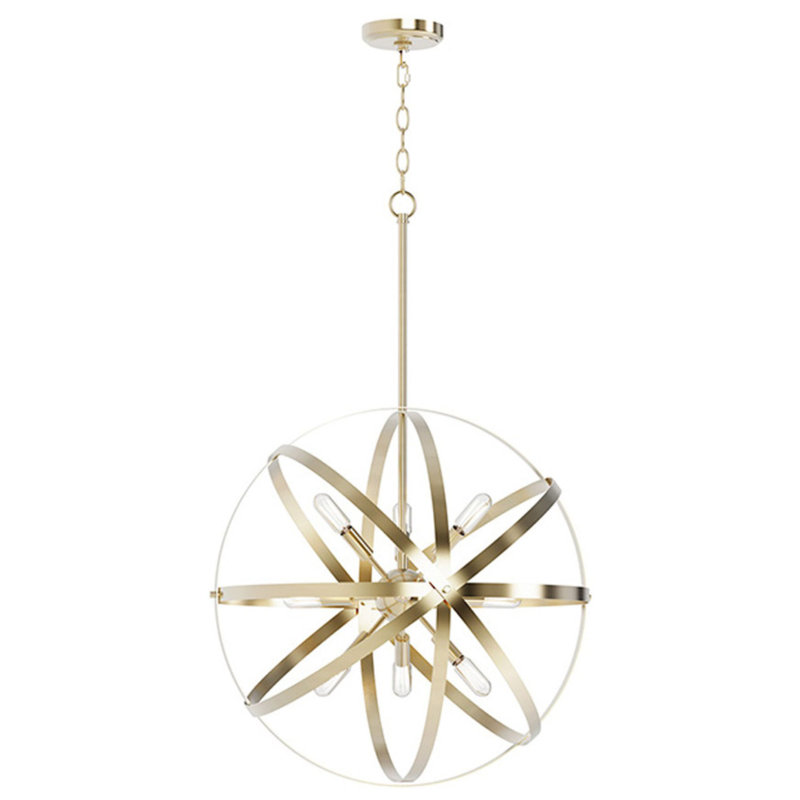 Kaston 9-Light 22” Wide Sphere Pendant Chandelier, Plated Gold