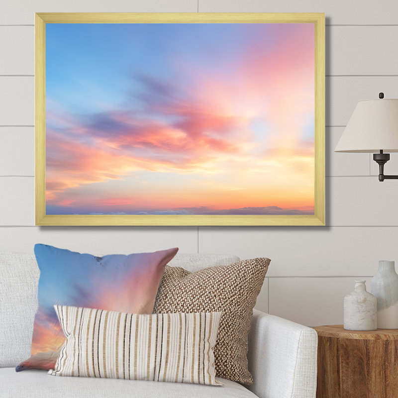 Cotton Candy Skies 1 - Sky Wall Art, Gold Closed Corner Framed, 12" H x 20" W x 1" D