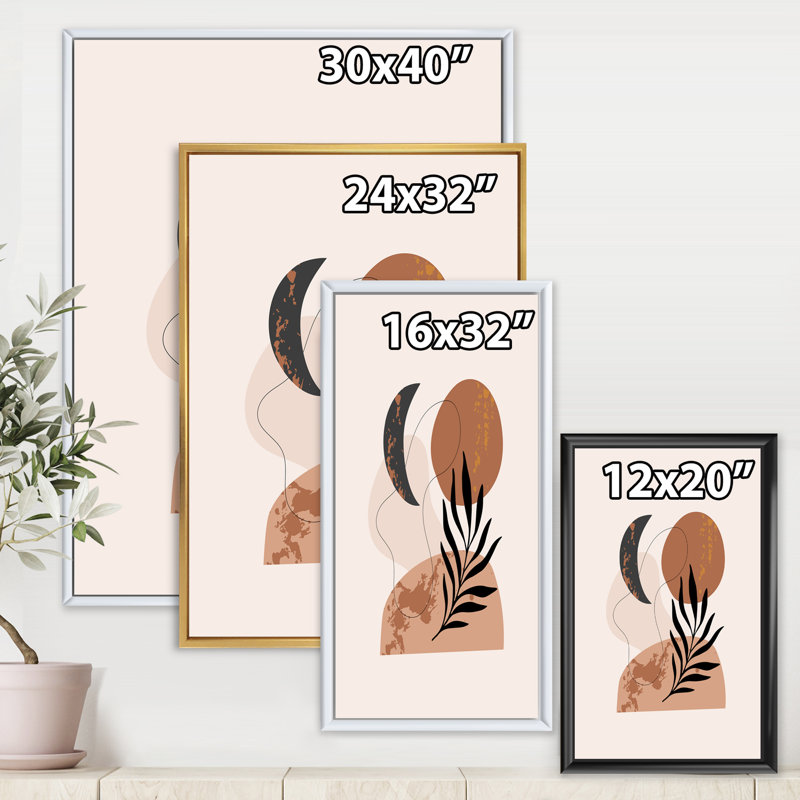 Moon and Sun Shapes in Retro Terracotta Tones I - Floater Frame, reproduction d'art sur toile, H 40 po x l 30 po x 1,5 po