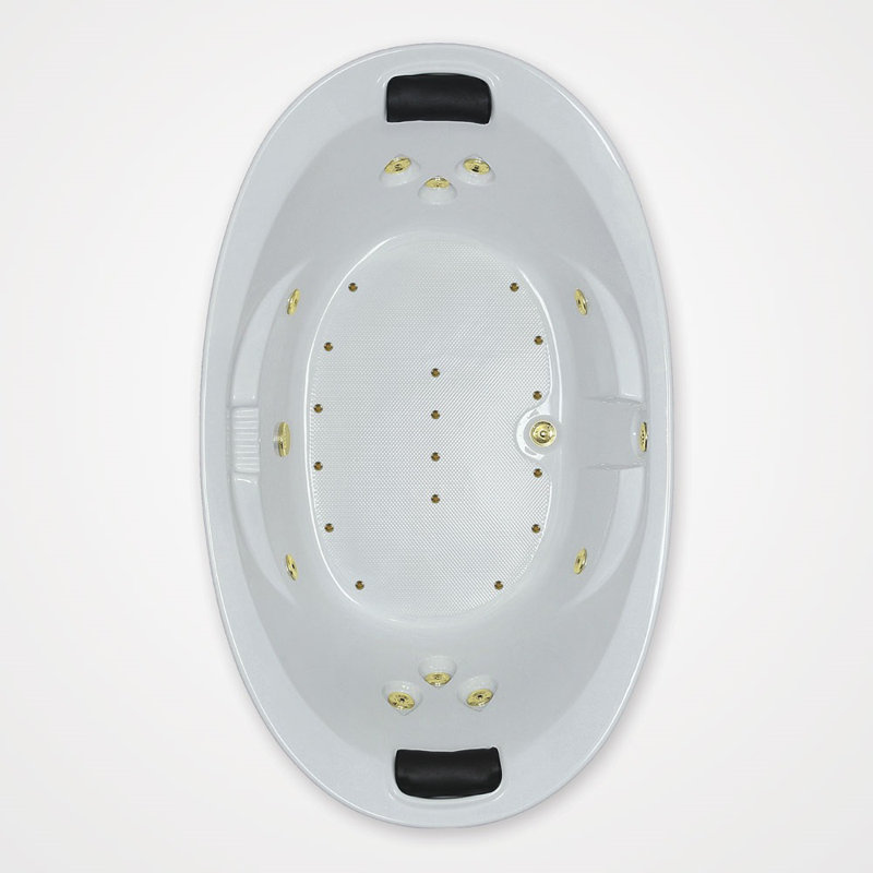 73" L X 44" W Drop In Combination Acrylic Bathtub with Center Drain in White