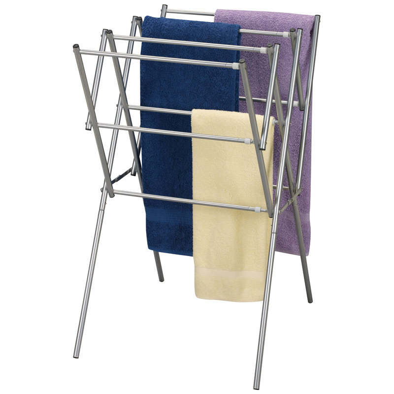 Séchoir à linge extensible avec tiges télescopiques et filet de séchage, Argent