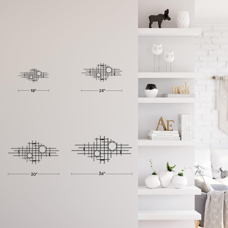 Wall Decor Metal, 12" H x 36" W x 0.05" D, Black