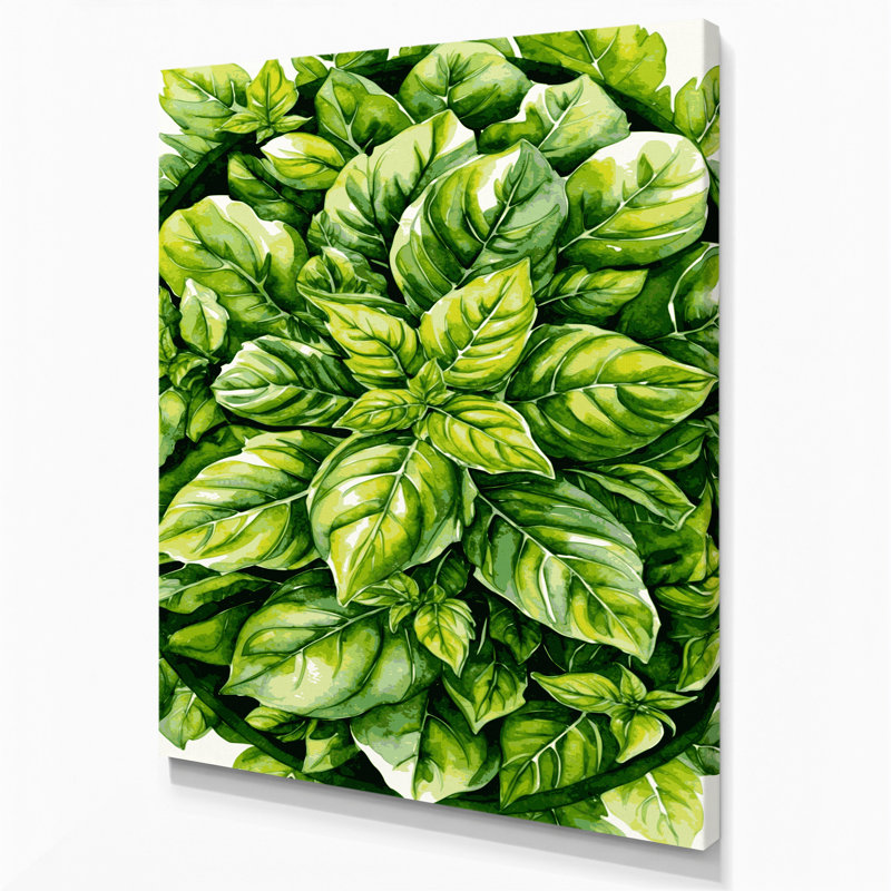 "Watercolor Botanical 60", art mural sur toile verte, H 11 po x l 14 po