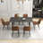 Juvan 7-Piece Modern Rectangular Sintered Stone Dining Table Set With 6 Faux Leather Chairs-642953236-642953235