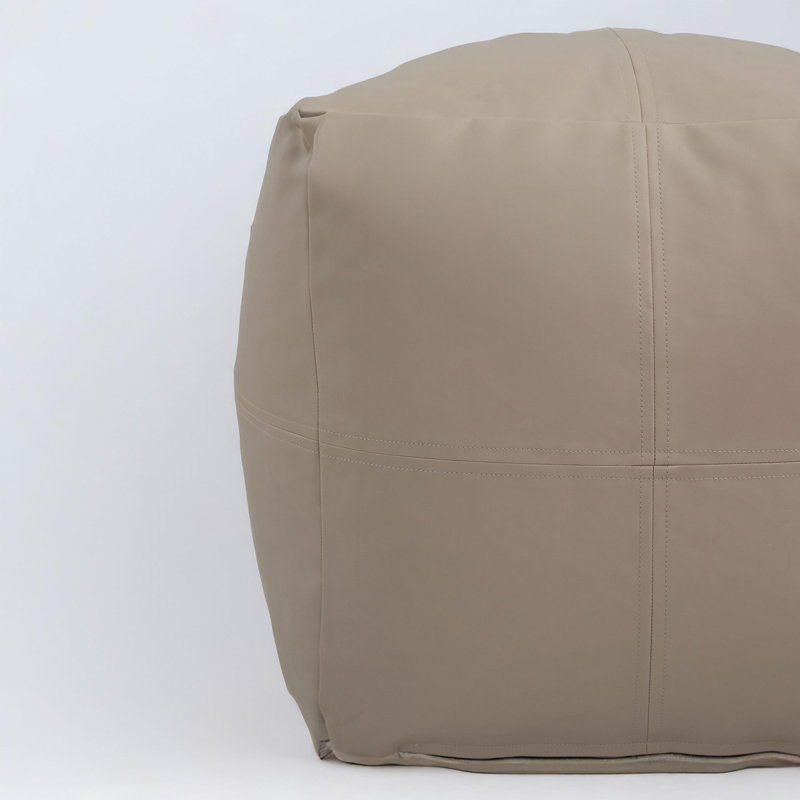 Faux Leather Pouf, Naturel