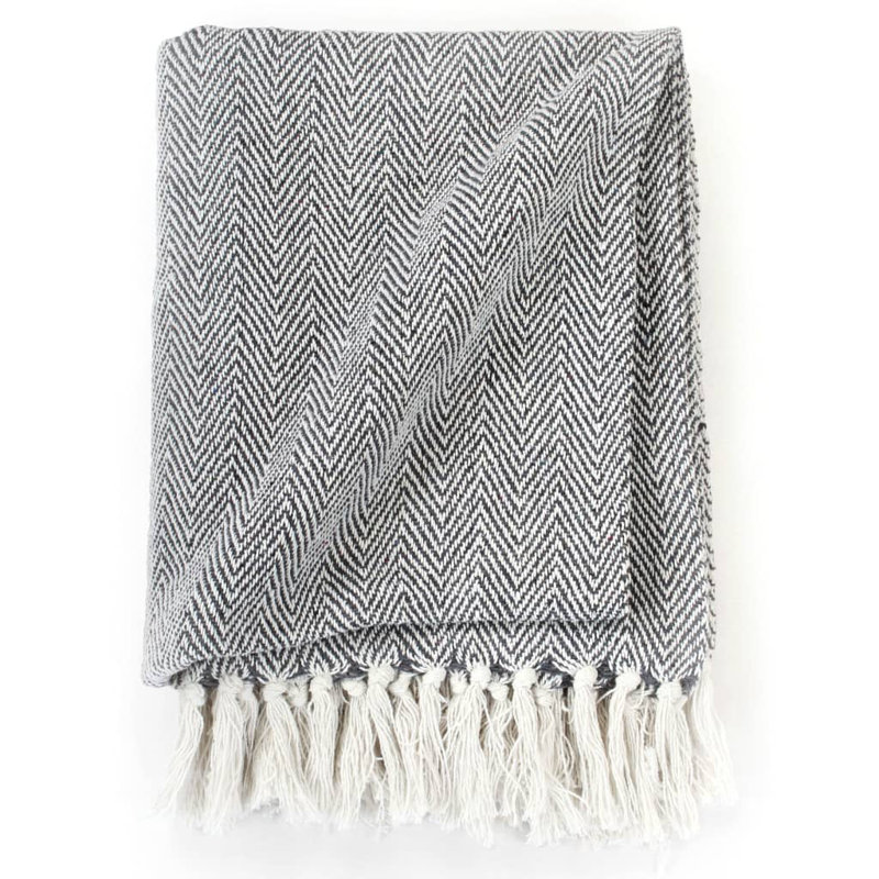 Jeté 100% coton vidaXL, L 49,2 po x L 59,1 po, Bleu marine