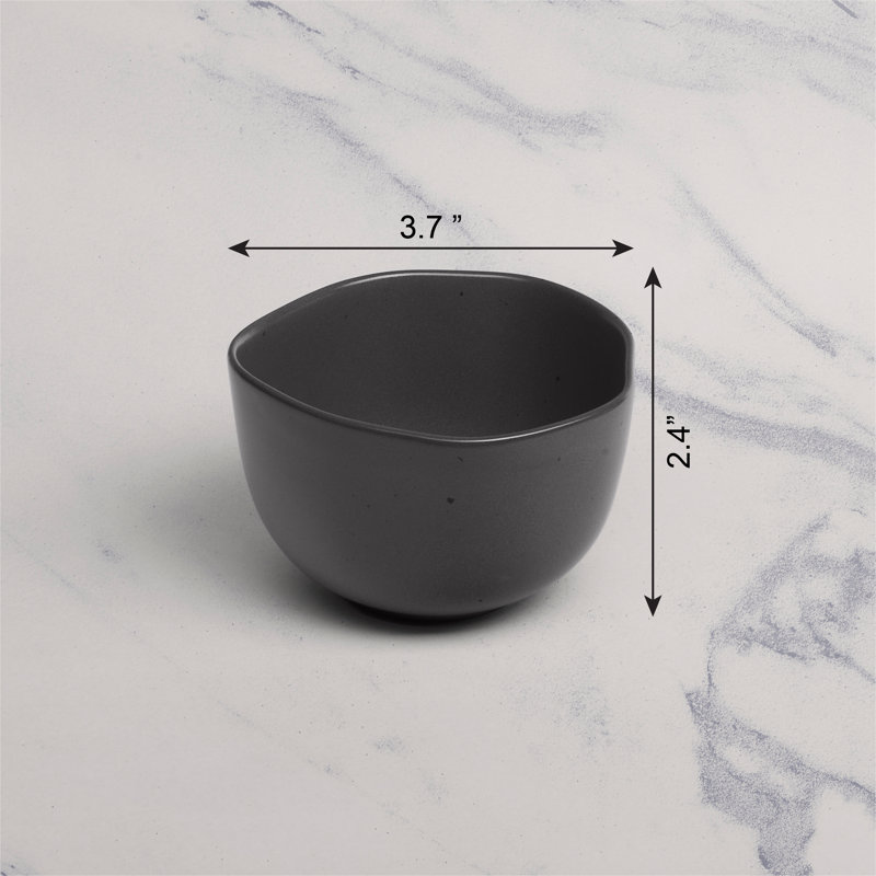 Bol en porcelaine de qualité supérieure non empilable EARTH - Gris anthracite, 3,75 po | Va au micro-ondes et au lave-vaisselle