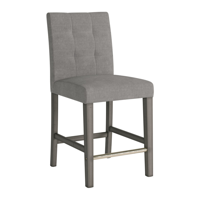 Idleman Upholstered Counter & Bar Stool, Silver Gray, Counter Stool (24.75” Seat Height)