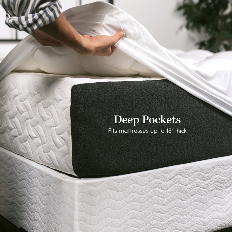 Luxurious White Queen Size Pillowtop Mattress Pad