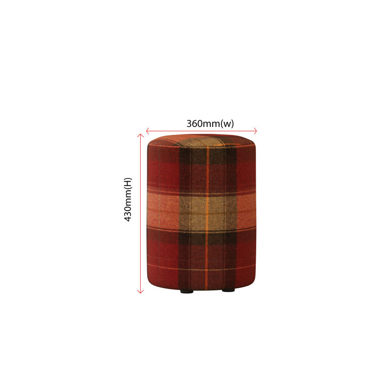 Tartan Fabric Round Stools Tartan , Claret Red