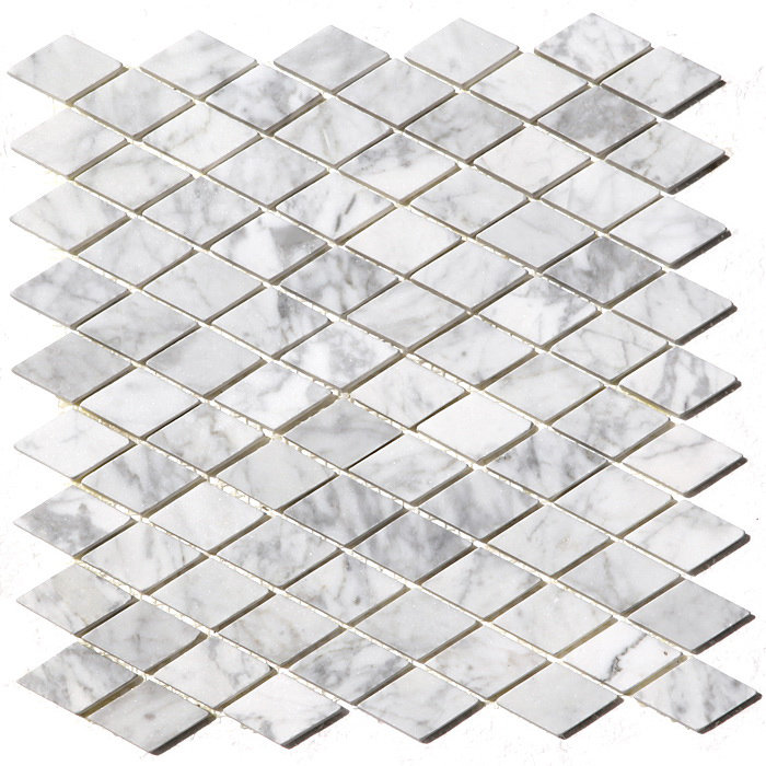 Carrelage mosaïque en marbre 1 po x 1 po blanc Rhomboid
