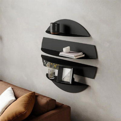 Tablette murale moderne en métal, noire, 29,9 po x 29,9 po | Structure 100% métal (épaisseur: 0,05 pouce), thermolaquée électrostatique | Design industriel élégant, parfait pour la décoration de la maison ou du bureau