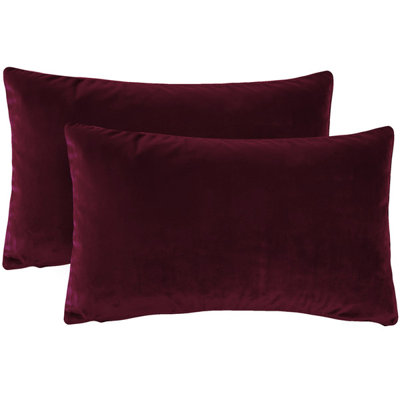 Housses de coussin en velours Francesca, ensemble de 2 housses de coussin, carré de 17 x 17 pouces pour canapé-lit, vin rouge