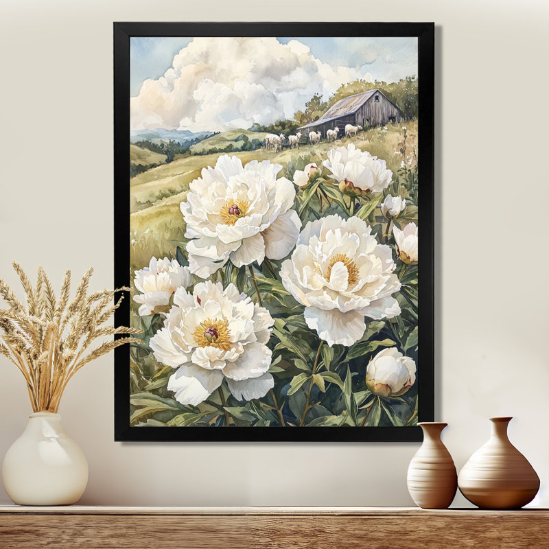 Bateson - impression sur toile florale, H 44 po x l 34 po, Noir, noir, noir, noir, Reproduction encadrée d'une seule photo