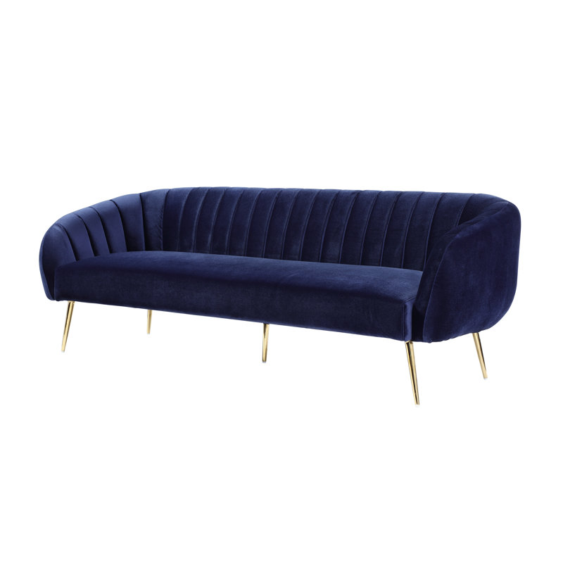 Hilda 74'' Velvet Sofa, Navy Velvet, Navy Velvet