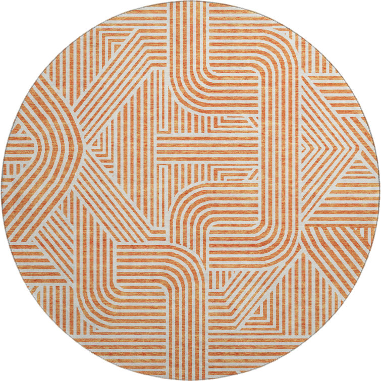 Premium Machine Washable Prisco Orange Rug