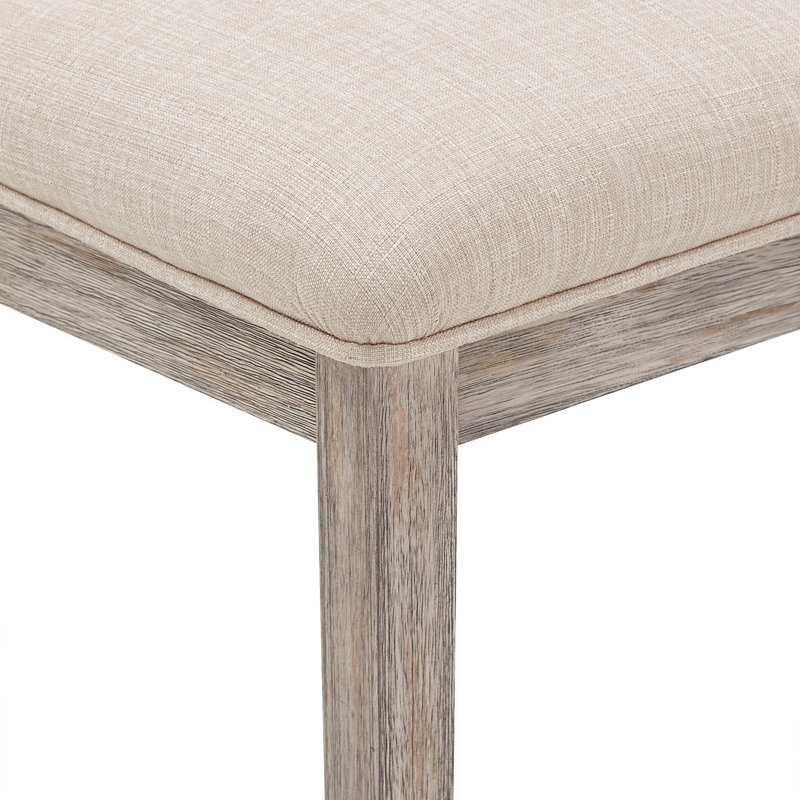 Chaise de salle à manger rembourrée en lin Irving Place Parsons, Lin beige, Chêne gris antique