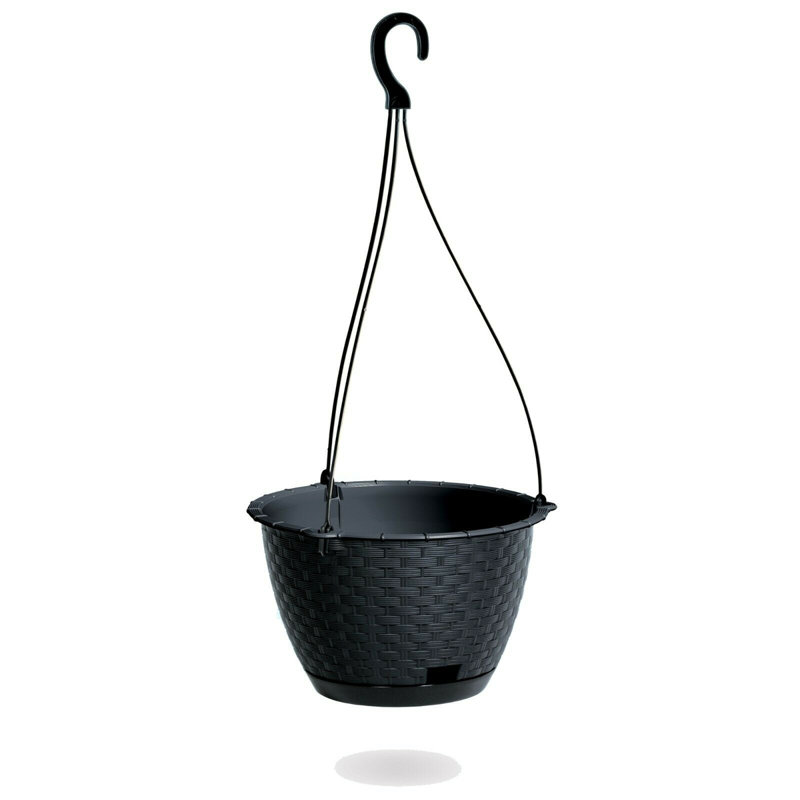 Elburn Hanging Planter, Black, 14cm H x 21.5cm W x 21.5cm D