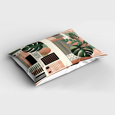 Taie décorative Ambesonne Monstera Mid-Century Boho Shapes Evergreen