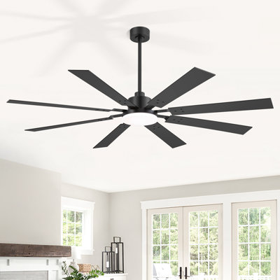 48''/52''/72'' Modern Ceiling Fan with Light, 3CCT LED, Remote Control, 6-Speed Reversible DC Motor, Double-Sided Black/Walnut Blades, Timer, Indoor & Covered Outdoor