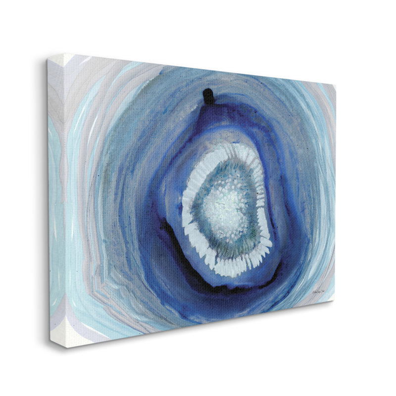 Deep Blue and Gray Abstract Canvas Wall Art, 20 x 16