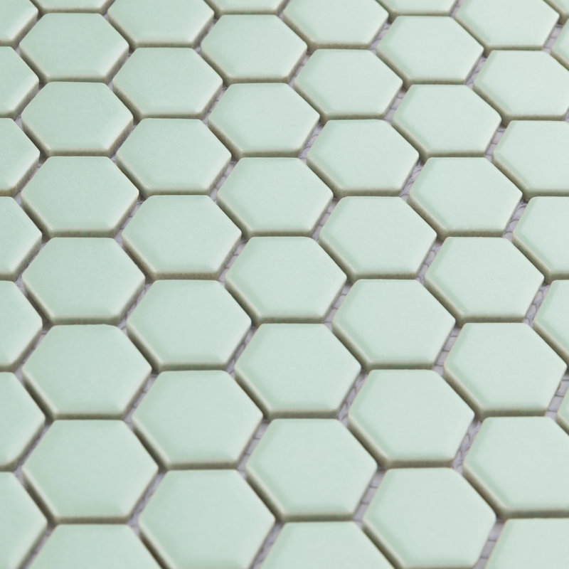 Carreau de mosaïque en porcelaine pour plancher et mur 1 "10-1 / 4" x 11-7 / 8 "Metro Hex, Vert clair