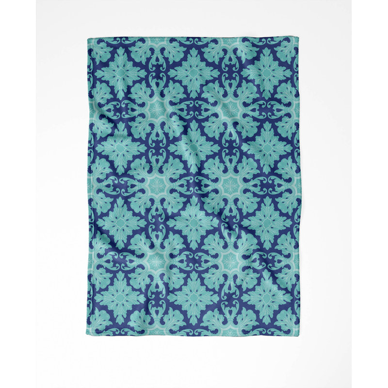 Couverture en velours de velours de damas, Bleu, L 60 po x l 50 po