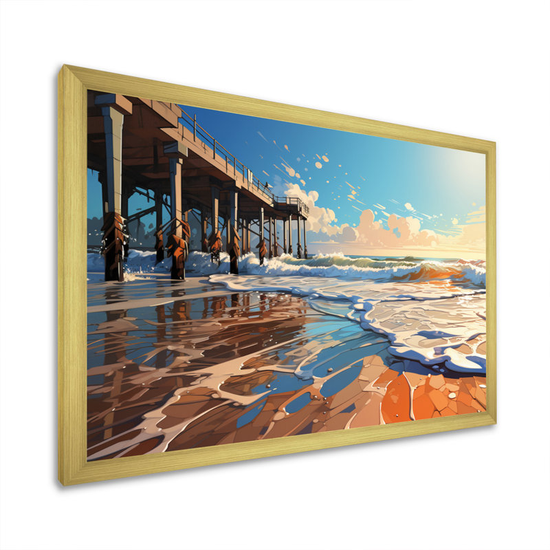 Pier Abstract Pier An II - Coastal Pier Canvas Prints, H 30 po x l 40 po x P 1,5 po, Cadre doré à une seule photo